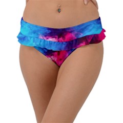 Colorful Pink And Blue Disco Smoke - Mist, Digital Art Frill Bikini Bottom by picsaspassion