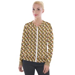 Abstract Illusion Velvet Zip Up Jacket by Sparkle