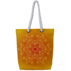 Fractal Yellow Orange Full Print Rope Handle Tote (small) by Dutashop
