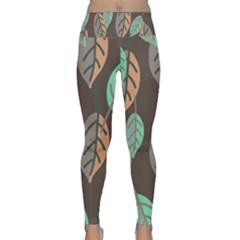 Leaf Brown Lightweight Velour Classic Yoga Leggings by Dutashop