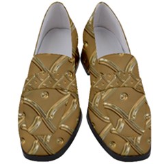 Gold Background Modern Women s Chunky Heel Loafers by Dutashop