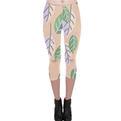 Leaf Pink Capri Leggings  by Dutashop