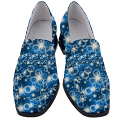 Star Hexagon Deep Blue Light Women s Chunky Heel Loafers by Dutashop