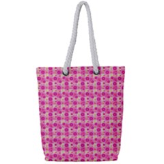 Heart Pink Full Print Rope Handle Tote (small) by Dutashop