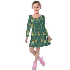 Guitars In The Most Beautiful Landscape Of Fantasy And Sakura Kids  Long Sleeve Velvet Dress by pepitasart