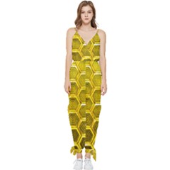 Hexagon Windows Sleeveless Tie Ankle Jumpsuit by essentialimage365