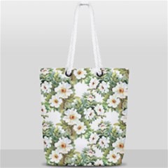 White Flowers Full Print Rope Handle Tote (small) by goljakoff