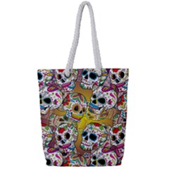 Sugar Skulls Full Print Rope Handle Tote (small) by ExtraAwesomeSauce