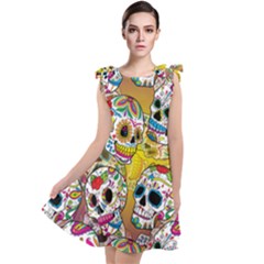 Sugar Skulls Tie Up Tunic Dress by ExtraAwesomeSauce