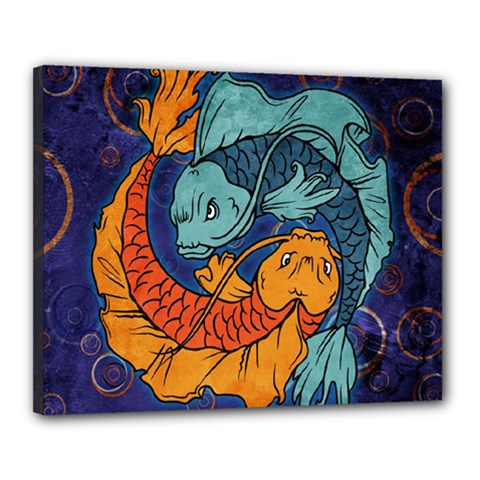 Koi Fish Canvas 20  X 16  (stretched) by ExtraAwesomeSauce