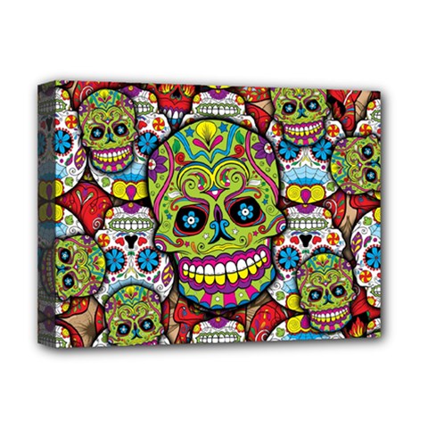 Sugar Skulls Deluxe Canvas 16  X 12  (stretched)  by ExtraAwesomeSauce