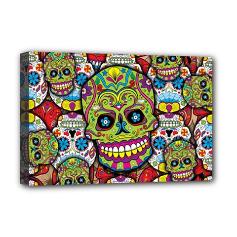 Sugar Skulls Deluxe Canvas 18  X 12  (stretched) by ExtraAwesomeSauce