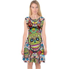 Sugar Skulls Capsleeve Midi Dress by ExtraAwesomeSauce