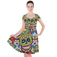 Sugar Skulls Cap Sleeve Midi Dress by ExtraAwesomeSauce