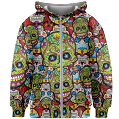 Sugar Skulls Kids  Zipper Hoodie Without Drawstring by ExtraAwesomeSauce