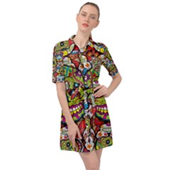 Sugar Skulls Belted Shirt Dress by ExtraAwesomeSauce