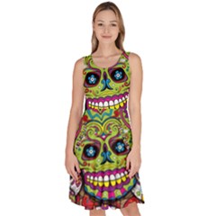 Sugar Skulls Knee Length Skater Dress With Pockets by ExtraAwesomeSauce