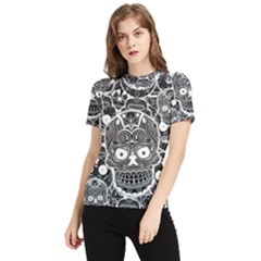Sugar Skulls Bw Women s Short Sleeve Rash Guard by ExtraAwesomeSauce