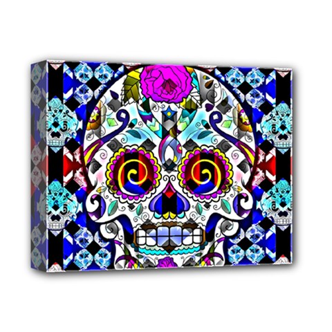 Sugar Skull Pattern 2 Deluxe Canvas 14  X 11  (stretched) by ExtraAwesomeSauce