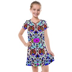 Sugar Skull Pattern 2 Kids  Cross Web Dress by ExtraAwesomeSauce