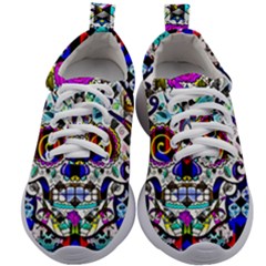 Sugar Skull Pattern 2 Kids Athletic Shoes by ExtraAwesomeSauce