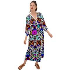 Sugar Skull Pattern 2 Grecian Style  Maxi Dress by ExtraAwesomeSauce