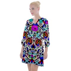 Sugar Skull Pattern 2 Open Neck Shift Dress by ExtraAwesomeSauce