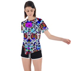 Sugar Skull Pattern 2 Asymmetrical Short Sleeve Sports Tee by ExtraAwesomeSauce