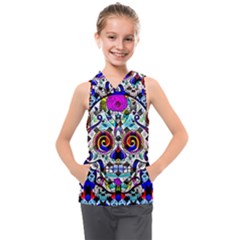Sugar Skull Pattern 2 Kids  Sleeveless Hoodie by ExtraAwesomeSauce