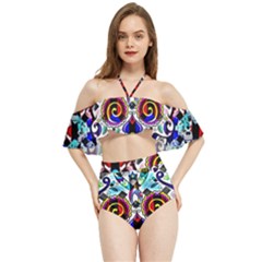 Sugar Skull Pattern 2 Halter Flowy Bikini Set  by ExtraAwesomeSauce