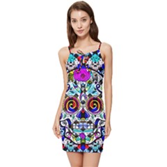Sugar Skull Pattern 2 Summer Tie Front Dress by ExtraAwesomeSauce
