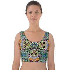 Sugar Skulls Pattern Velvet Crop Top by ExtraAwesomeSauce