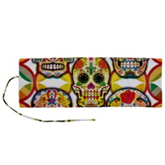 Sugar Skulls Roll Up Canvas Pencil Holder (m) by ExtraAwesomeSauce