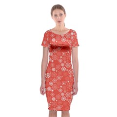 Christmas Snowflakes Classic Short Sleeve Midi Dress by ExtraAwesomeSauce