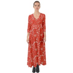 Christmas Snowflakes Button Up Boho Maxi Dress by ExtraAwesomeSauce
