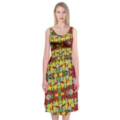 Leaves Pattern Midi Sleeveless Dress by ExtraAwesomeSauce