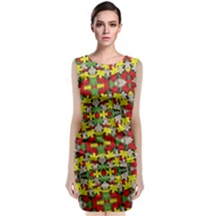 Leaves Pattern Sleeveless Velvet Midi Dress by ExtraAwesomeSauce