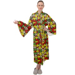 Leaves Pattern Maxi Velour Kimono by ExtraAwesomeSauce