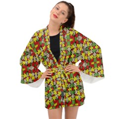 Leaves Pattern Long Sleeve Kimono by ExtraAwesomeSauce