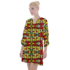 Leaves Pattern Open Neck Shift Dress by ExtraAwesomeSauce