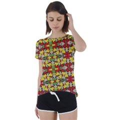 Leaves Pattern Short Sleeve Foldover Tee by ExtraAwesomeSauce
