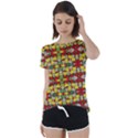 Leaves Pattern Short Sleeve Foldover Tee View1