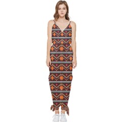Native American Pattern Sleeveless Tie Ankle Jumpsuit by ExtraAwesomeSauce