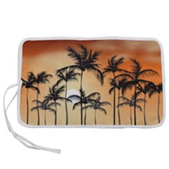Sunset Palm Trees Beach Summer Pen Storage Case (l) by ExtraAwesomeSauce
