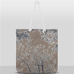 Linear Textured Botanical Motif Design Full Print Rope Handle Tote (large) by dflcprintsclothing