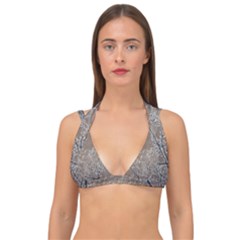 Linear Textured Botanical Motif Design Double Strap Halter Bikini Top by dflcprintsclothing