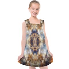 Retro Hippie Vibe Psychedelic Silver Kids  Cross Back Dress by CrypticFragmentsDesign