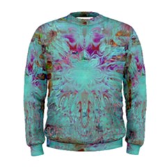 Retro Hippie Abstract Floral Blue Violet Men s Sweatshirt by CrypticFragmentsDesign