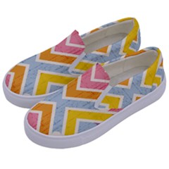 Line Pattern Cross Print Repeat Kids  Canvas Slip Ons by Dutashop