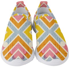 Line Pattern Cross Print Repeat Kids  Slip On Sneakers by Dutashop